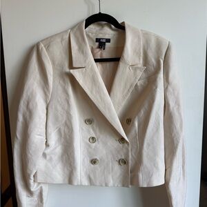 Paige Cropped Cream Double-Breasted Jacket